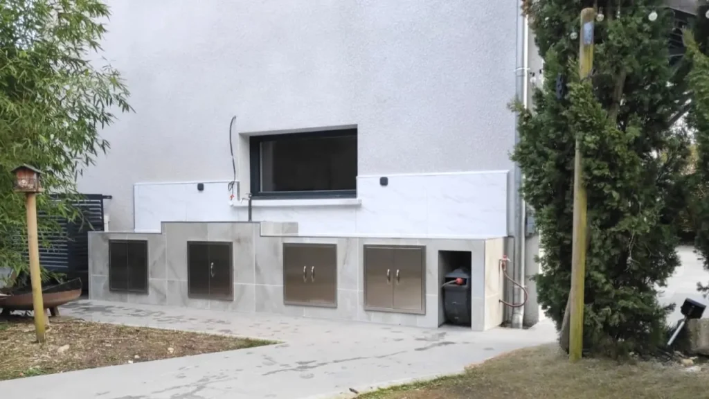 chantier cuisine extérieure en cours Pays de Gex